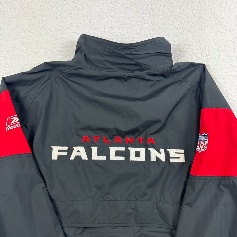 Reebok NFL Atlanta Falcons Football Rain Jacket Men Large Black Red Full Zip VTG - Picture 8 of 9